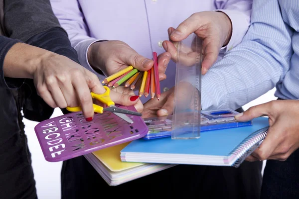 Hands holding education objects — Stock Photo, Image