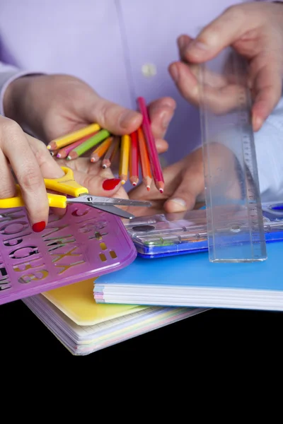 Hands holding education objects — Stock Photo, Image