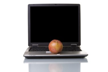 Apple on the laptop clipart