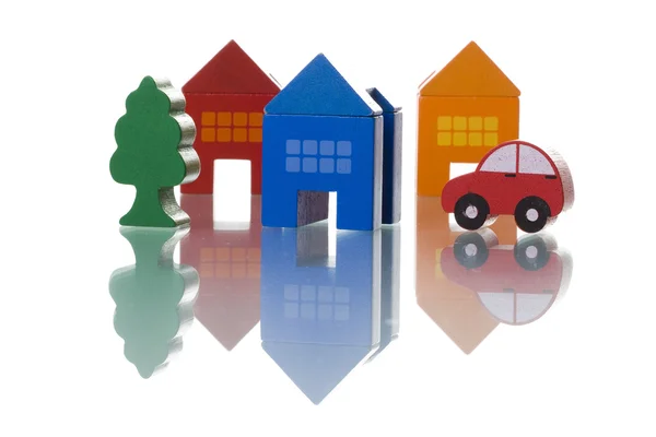 Houses, car and tree — Stock Photo, Image