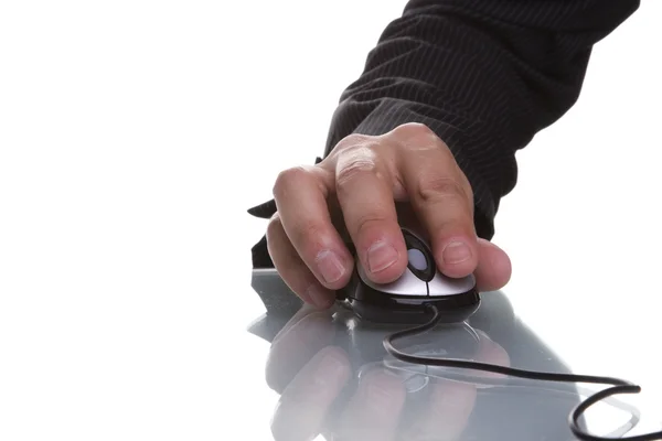 Empresário mão usando um mouse — Fotografia de Stock