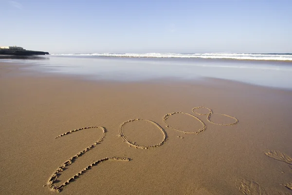 Year 2008 in the sand — Stock Photo, Image