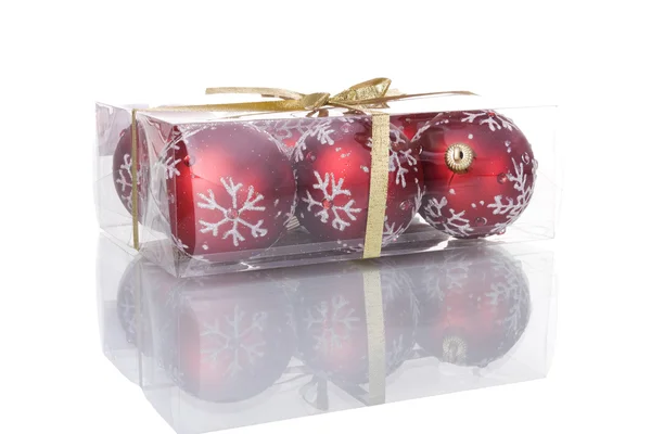 Box with christmas balls — Stock Photo, Image