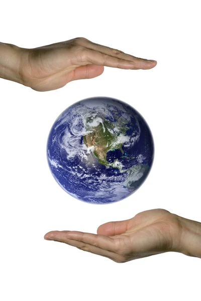 Holding the blue earth — Stock Photo, Image