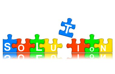 Combined multi-color puzzle - solution concept clipart