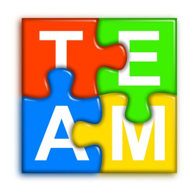 Combined multi-color puzzle - team concept 2 clipart