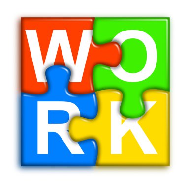 Combined multi-color puzzle - work concept 2 clipart