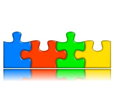 Combined multi-color puzzle with reflection clipart