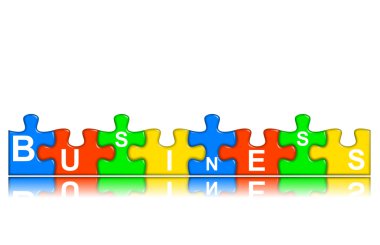 Combined multi-color puzzle - business concept clipart