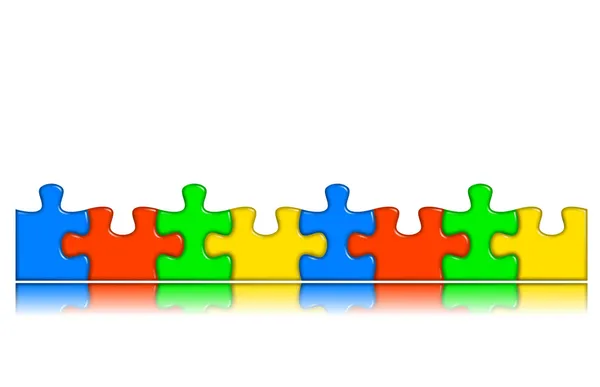 Combinato pezzi puzzle multicolore con riflessione — Foto Stock