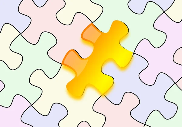 Glossy yellow puzzle on paper — Stock Photo, Image