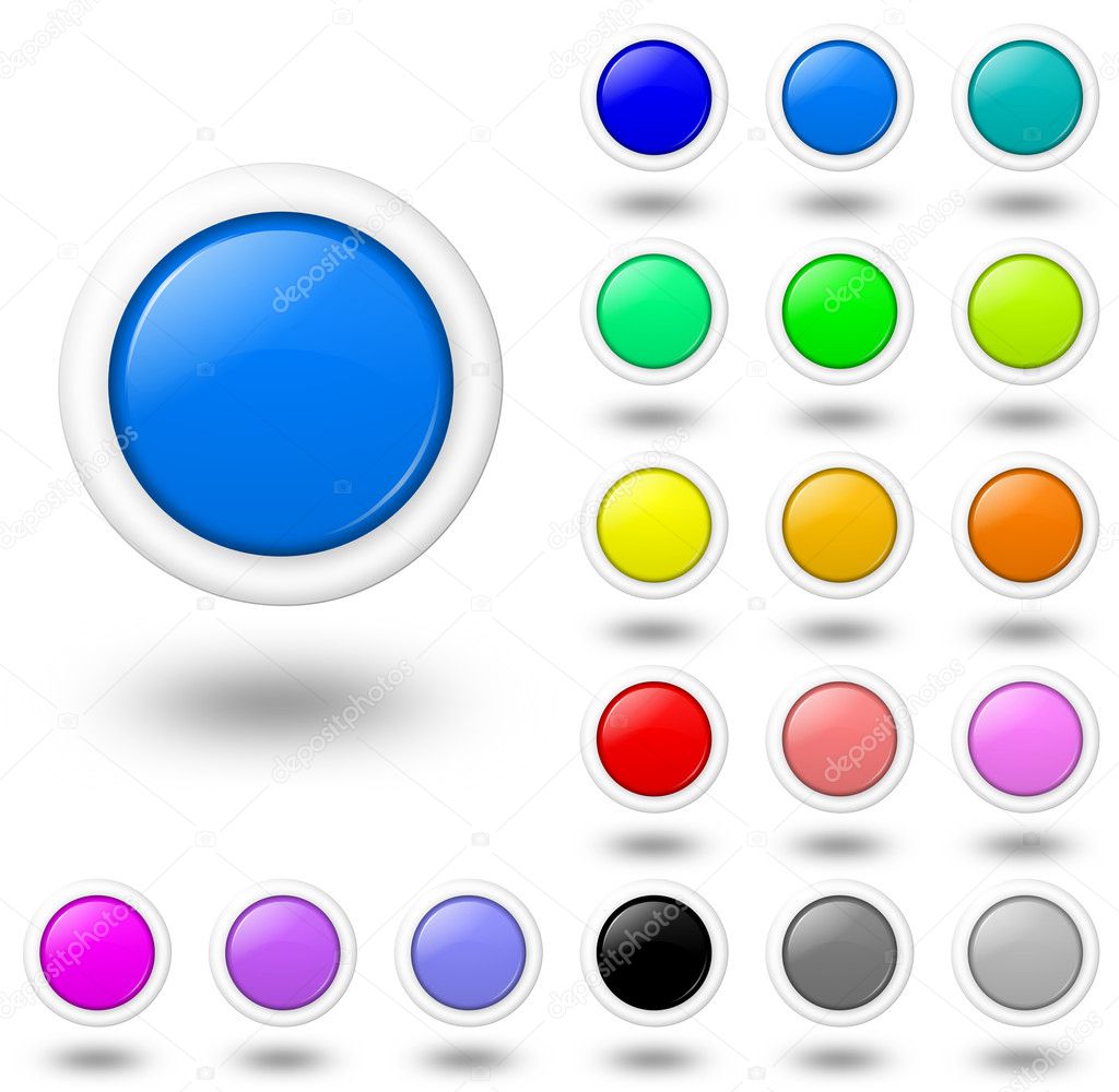Web colored buttons with shadow