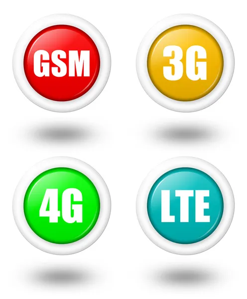 LTE, 4G, 3G and GSM icon with shadow — Stock Photo, Image