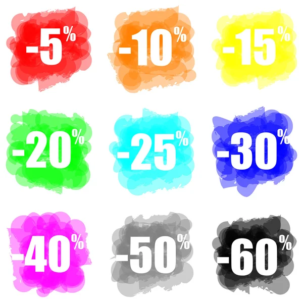 Set of colorful paint splat discount concept — Stock Photo, Image