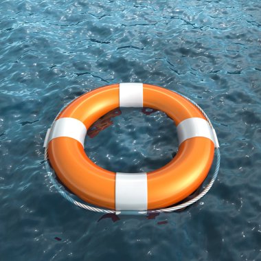 Realistic lifebuoy on water clipart