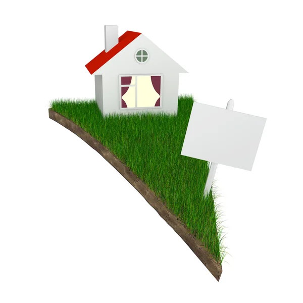 House on piece of land with grass — Stock Photo, Image