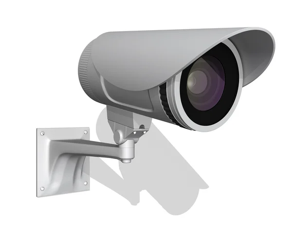흰색 배경에 고립 된 감시 카메라 — 스톡 사진