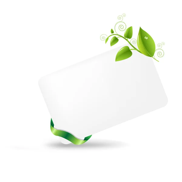 Etiqueta de regalo en blanco con hojas — Vector de stock
