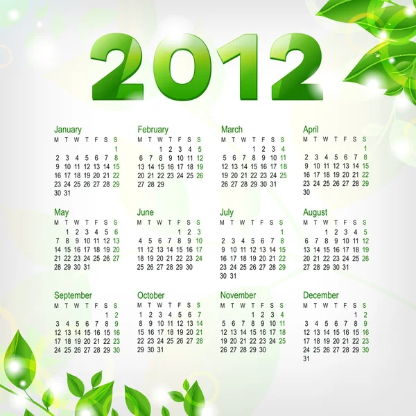 stock vector Green Calendar 2012