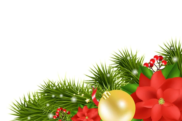 Composición de Navidad con Poinsettia — Vector de stock