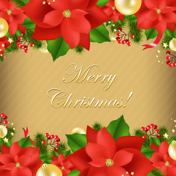 Carte de Noël avec Poinsettia — Image vectorielle