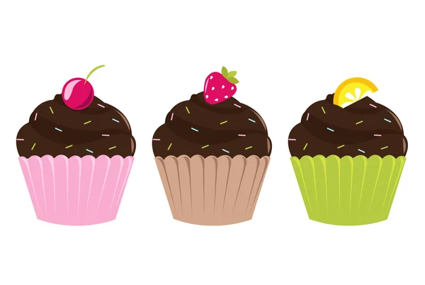 Definir cupcakes —  Vetores de Stock