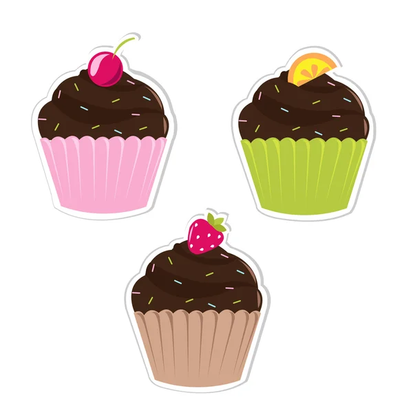 Definir etiquetas de cupcakes —  Vetores de Stock