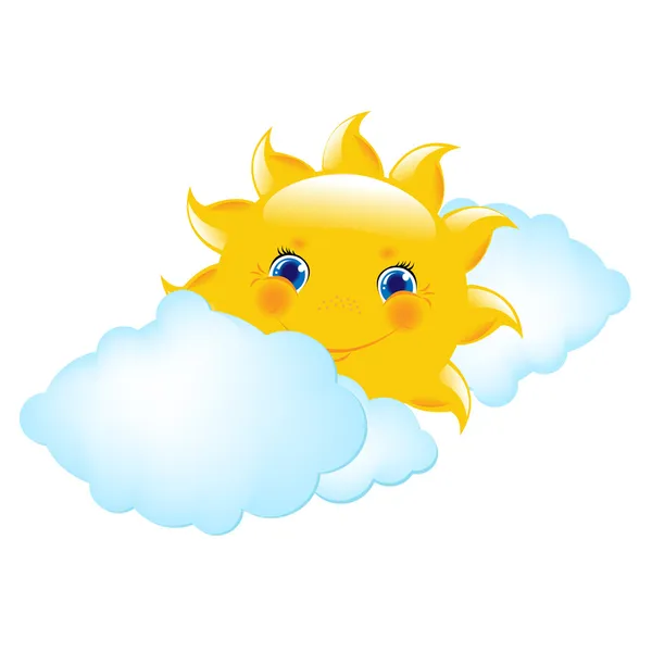 Cartoon Sun And Cloud — Stock Vector