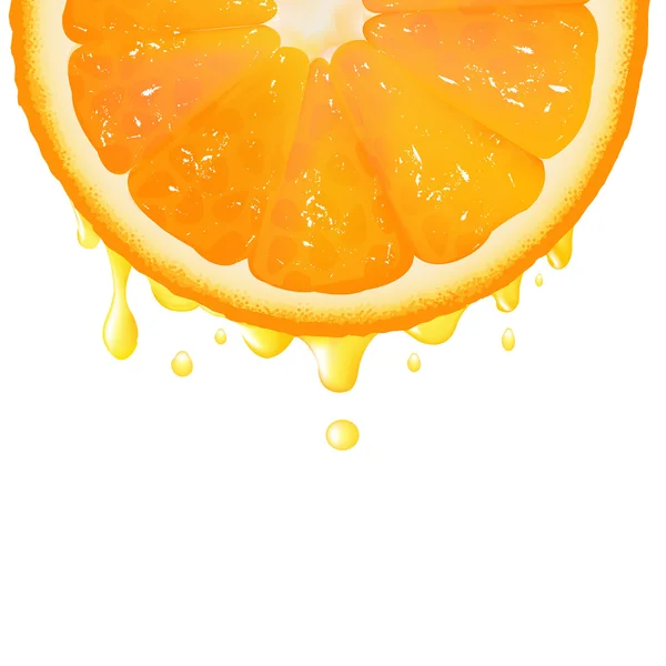 Segmento de naranja con jugo — Vector de stock