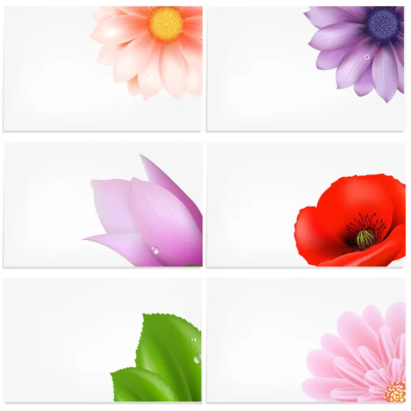 Wektor zestaw kartki z kwiatami — Wektor stockowy