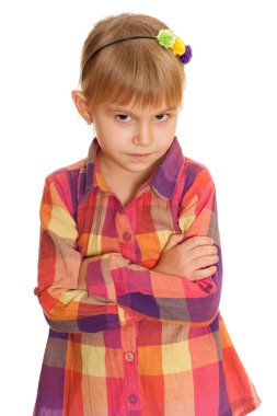 Confident and serious little girl clipart