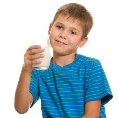 Happy boy proposes milk clipart