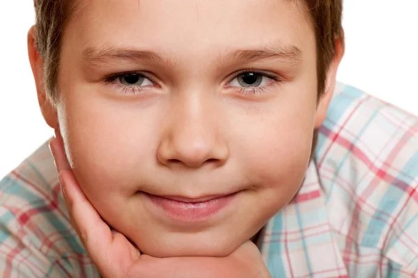 Extreame närbild porträtt av en leende pojke — Stockfoto