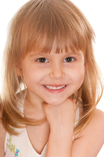 Närbild glad liten flicka — Stockfoto