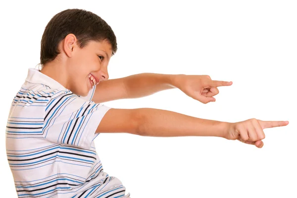 Happy kid stretching hands towards his future — Stock Photo, Image