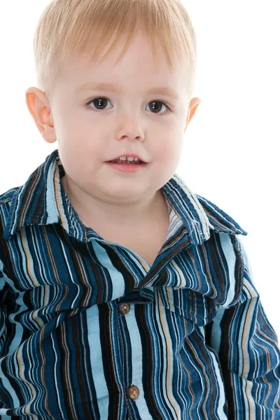 Retrato de um menino loiro com olhos de avelã — Fotografia de Stock