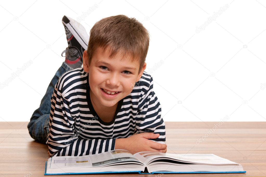Smiling little reader