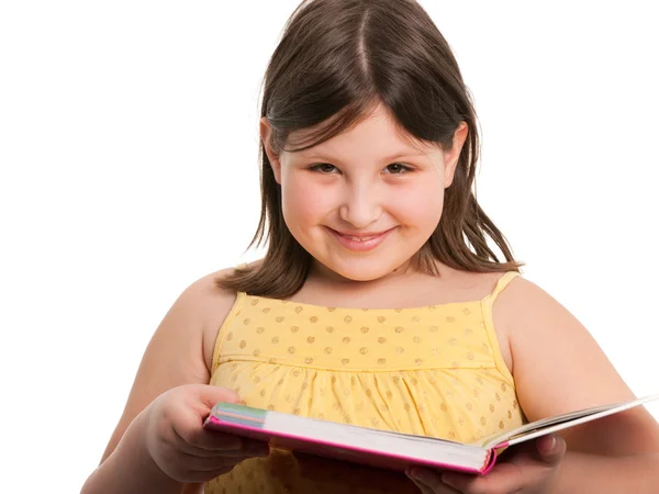 Chica de lectura alegre — Foto de Stock