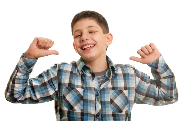 Счастливого надменного мальчика — стоковое фото