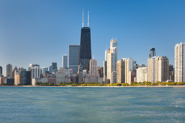 View of the city of Chicago from Michigan lake