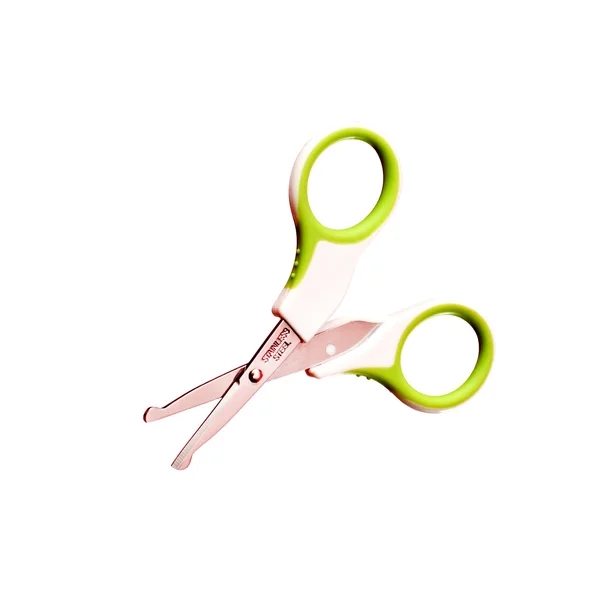 stock image Green and white manicure scissors for children