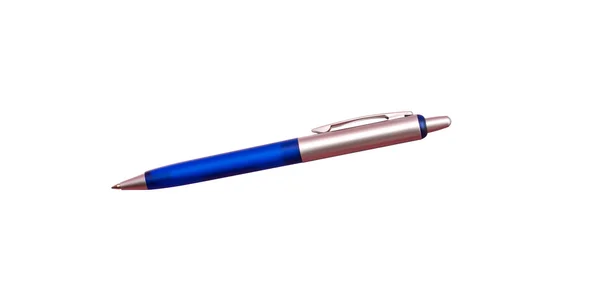 stock image Blue and metal pen isolated on white