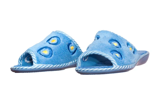 Pair of blue home slippers — Stock Photo, Image