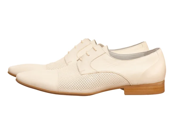 Pair of white fashion men shoes — Stock Photo, Image