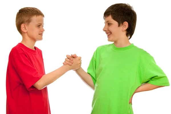 Pozdrowienia z dwóch chłopców — Zdjęcie stockowe
