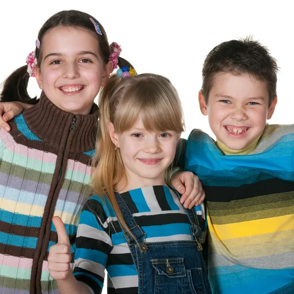 Tre glada barn — Stockfoto