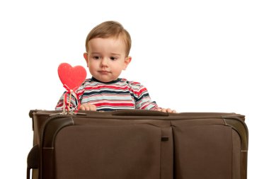 Little boy and his first valentine clipart