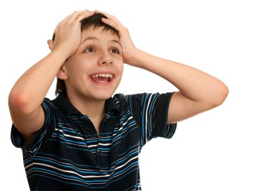 Boy can't believe his lottery winning clipart