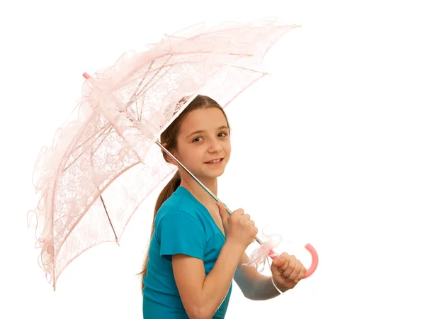 Fille avec parasol rose — Photo