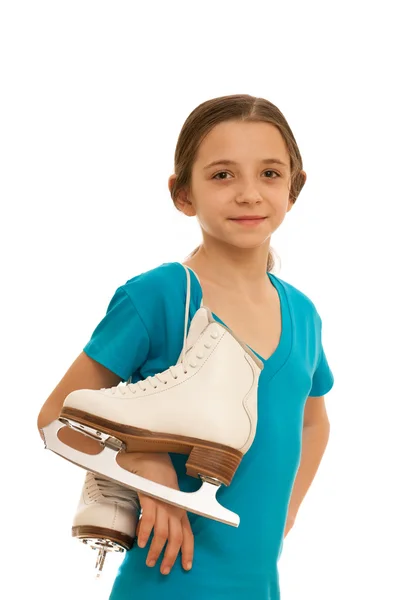 Söt flicka med skridskor — Stockfoto